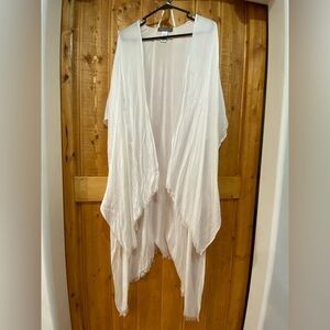 Vince Camuto Ivory Open Knit Textured Shawl Cardigan SZ OS Whimsical Cottagecore